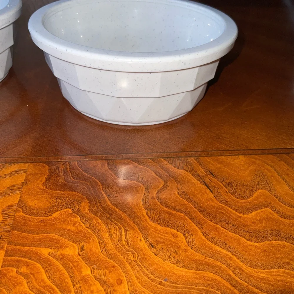 Set of Two Light Gray Crock Heavyweight Pet Bowls, (dog or cat) made in USA NWT